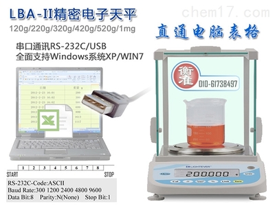 LBA-II-LBA-II精密电子天平数据连接电脑直通表格_电子天平,1mg精密天平,电子天平连接电脑,USB电子天平_供应信息_中国化工仪器网